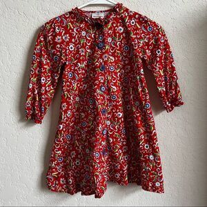 Hanna Andersson Kids 100cm Red Cotton Long Sleeve Paisley Red Dress